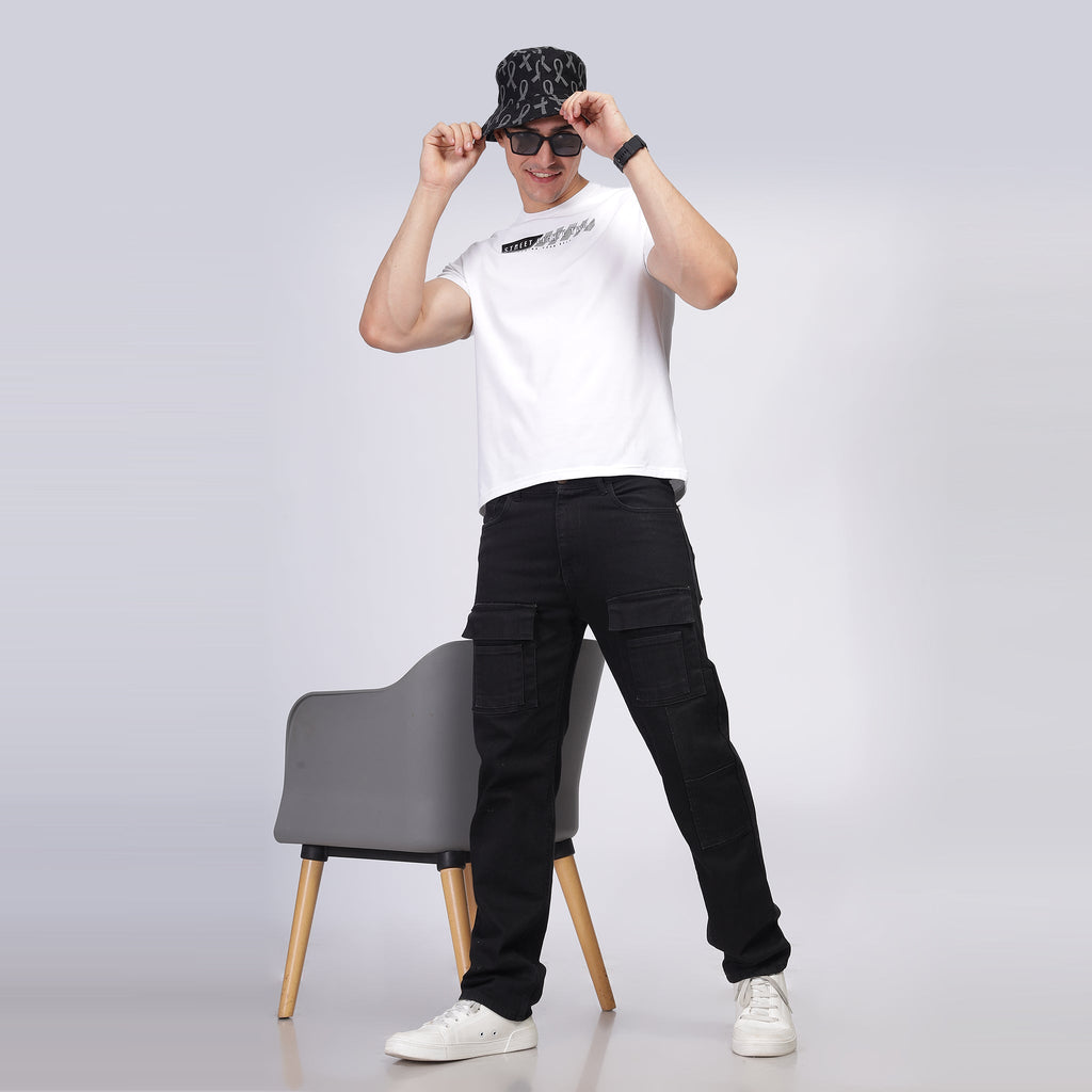 Regular Fit Crew Neck T-shirt - Street82 dash lines front print