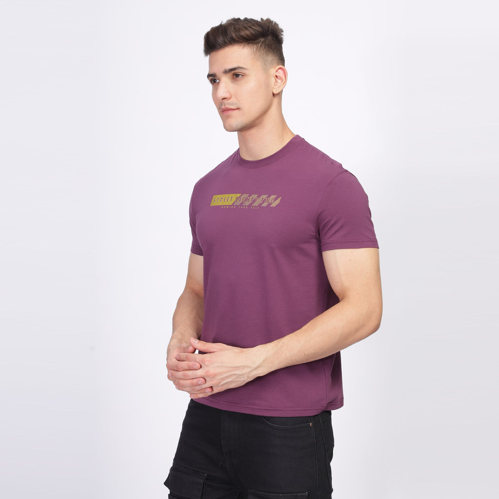Regular Fit Crew Neck T-shirt - Street82 dash lines front print