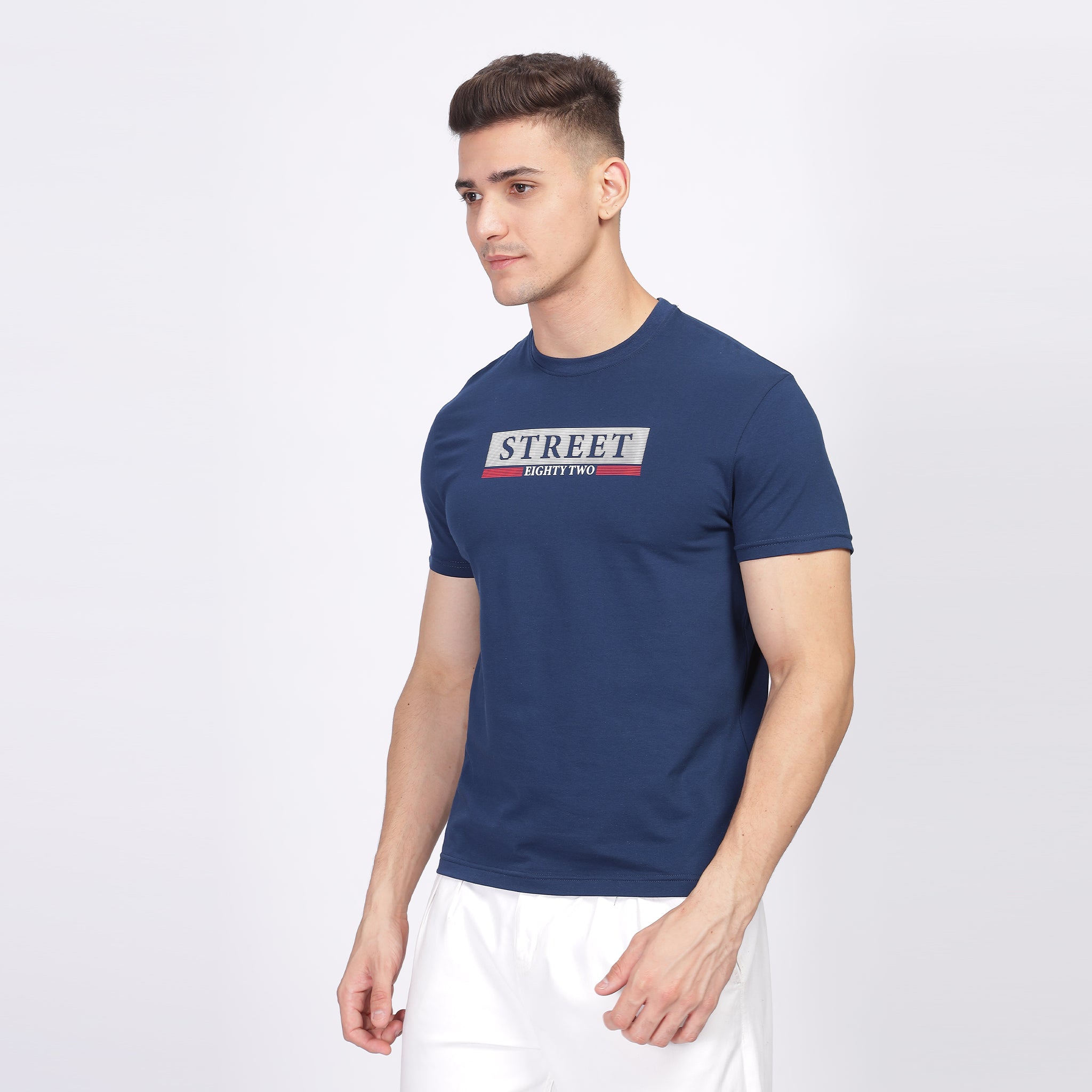 Regular Fit Crew Neck T-shirt - Street82 front print