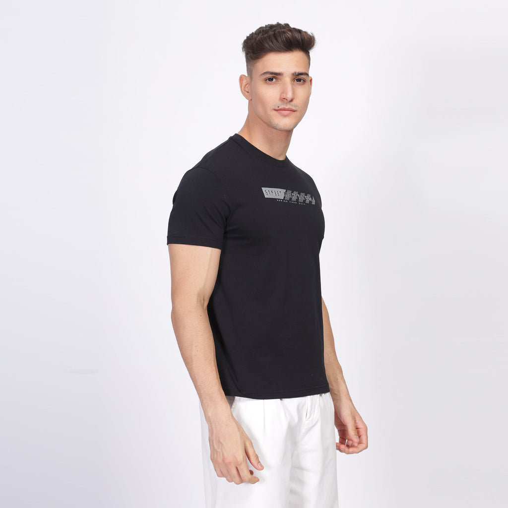 Regular Fit Crew Neck T-shirt - Street82 dash lines front print