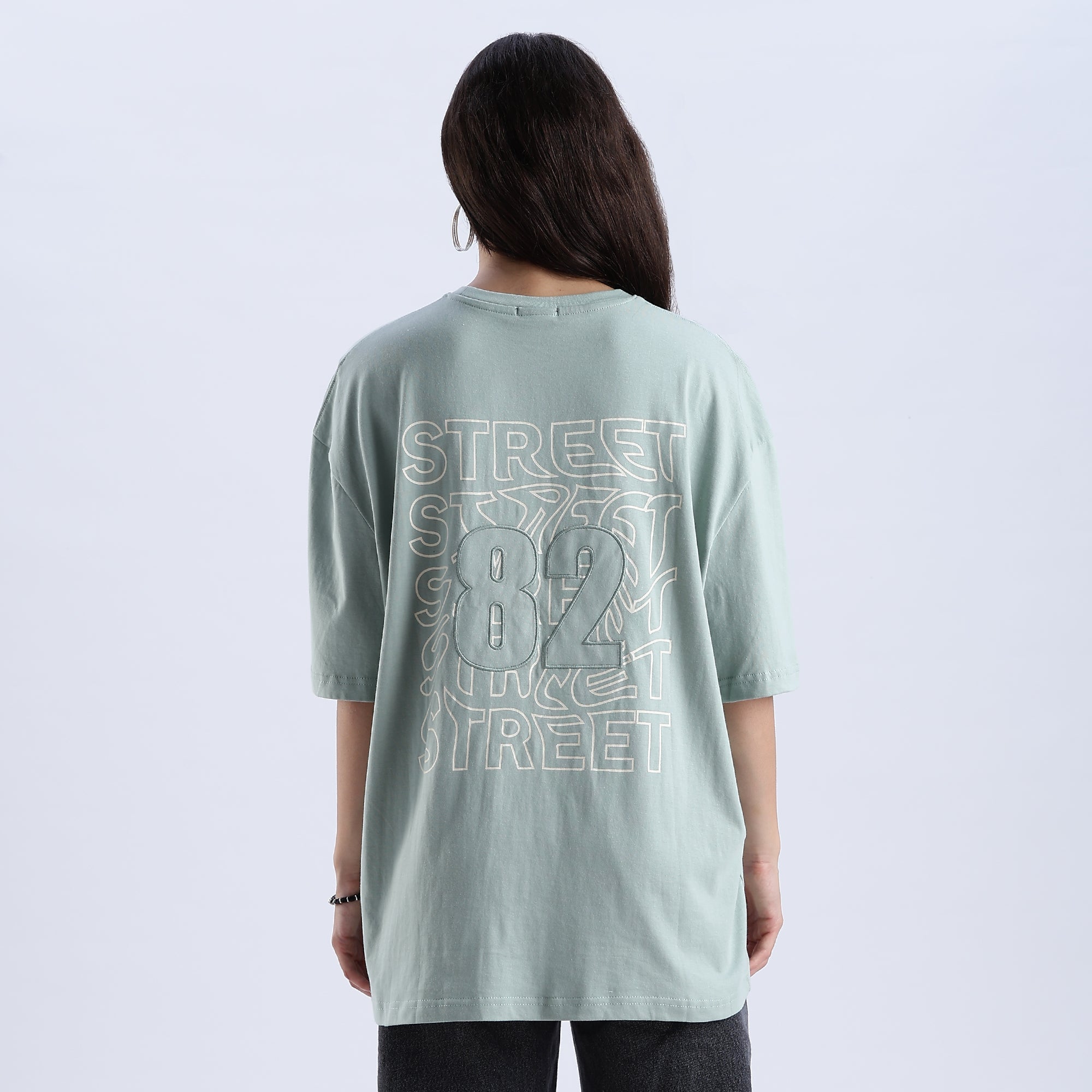 Unisex Rubber Print Embroidery Oversized T shirt
