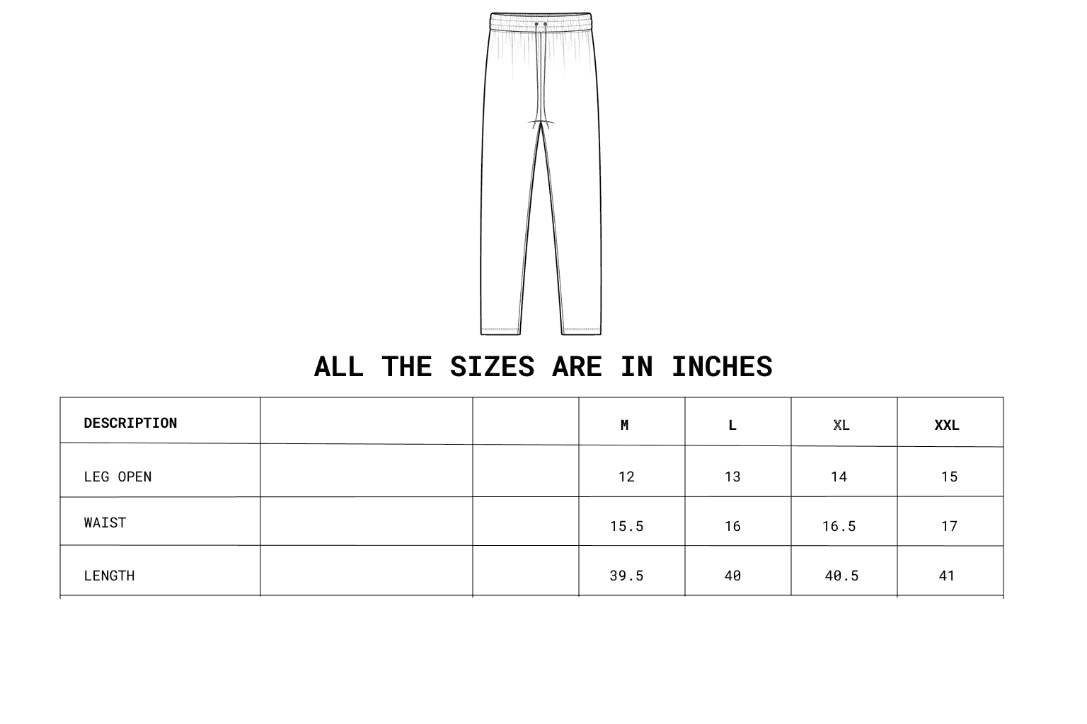 Size chart