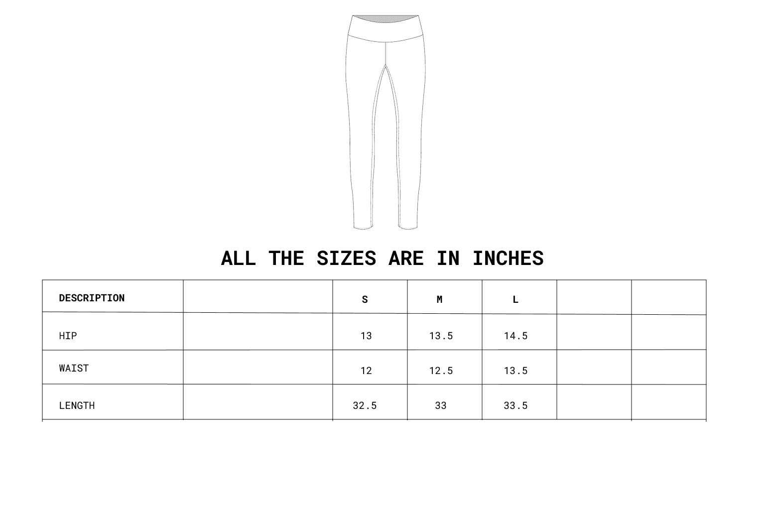 Size chart
