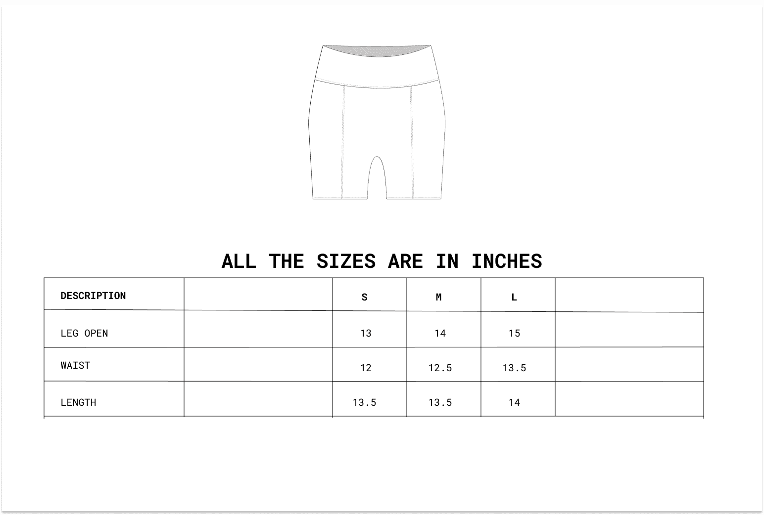 Size chart