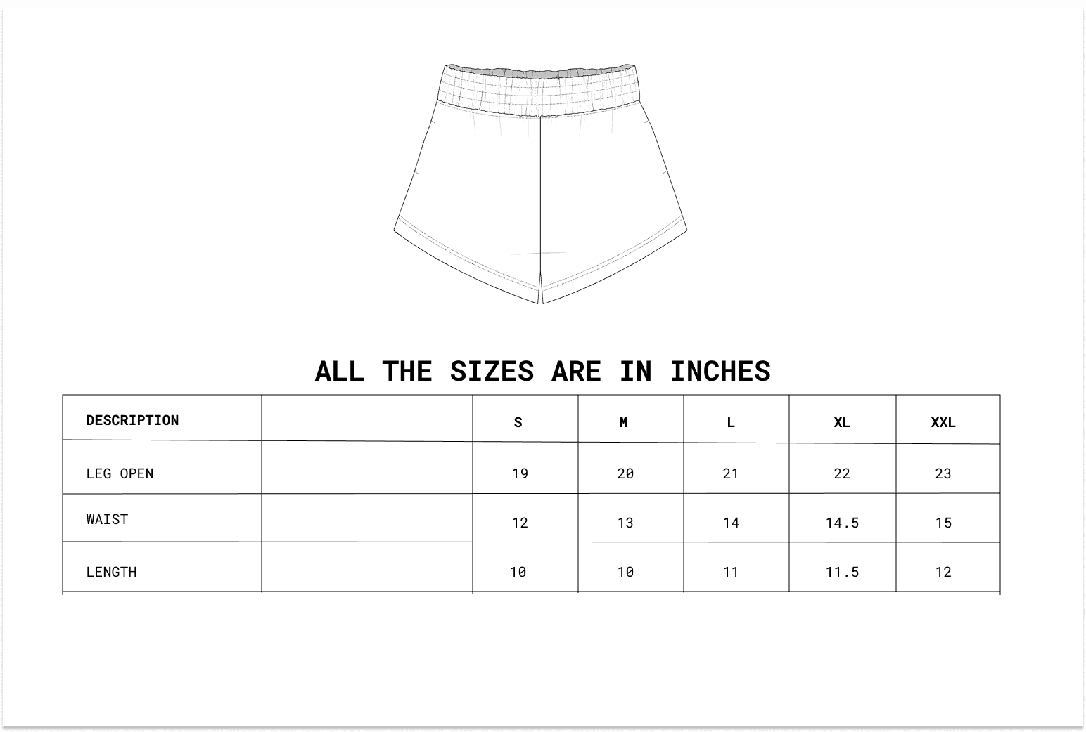 Size chart