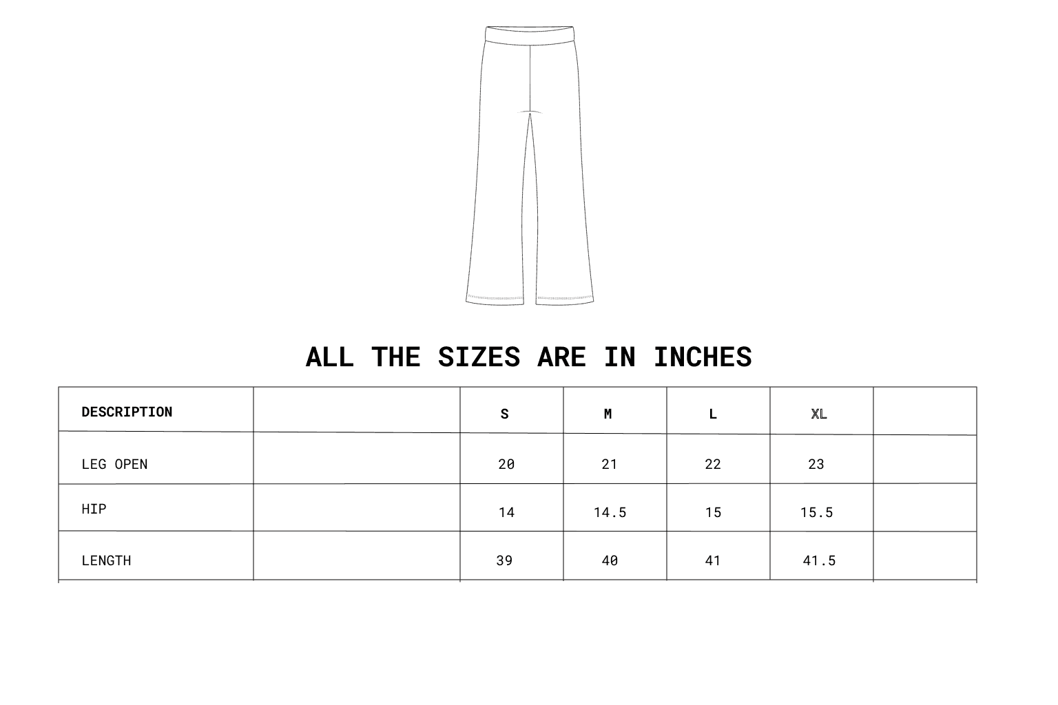 Size chart