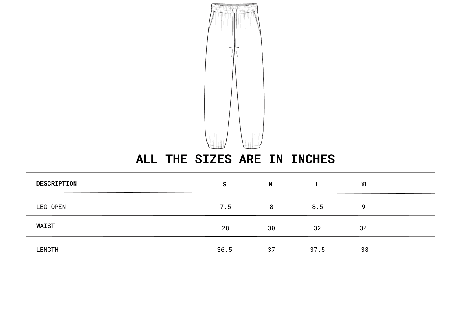 Size chart