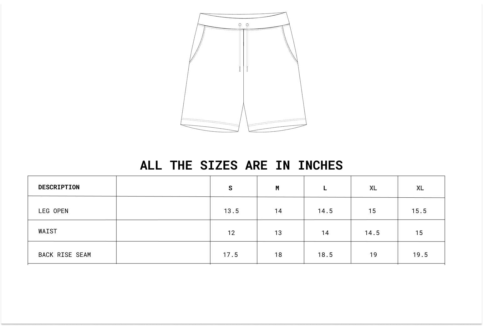 Size chart