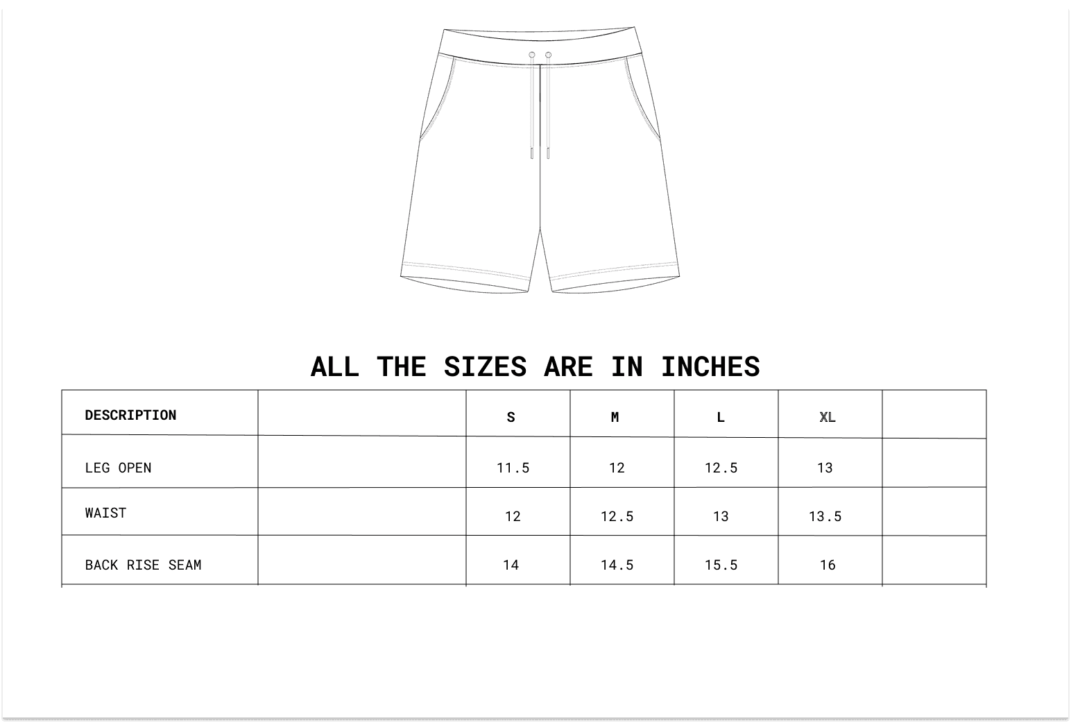 Size chart