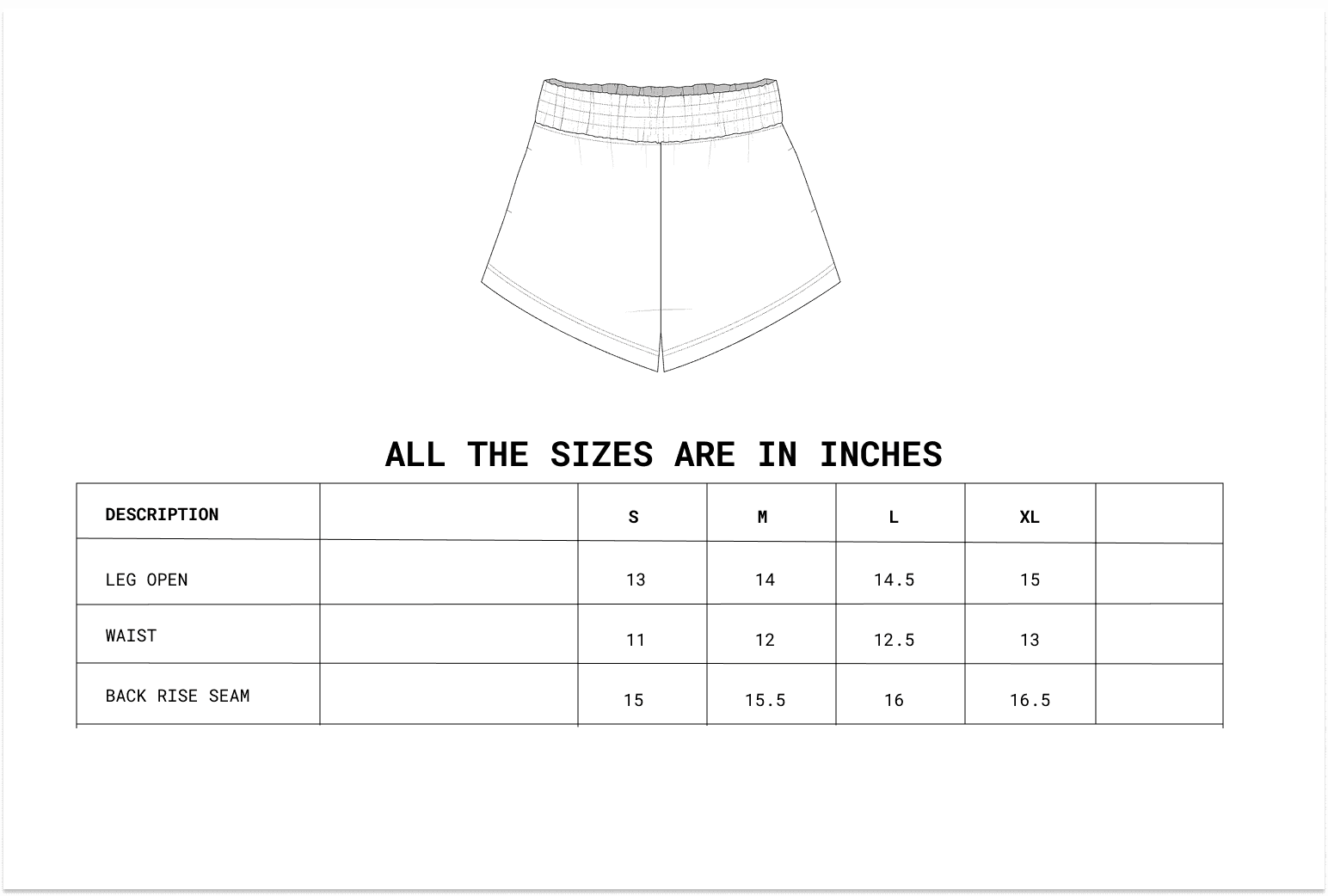 Size chart