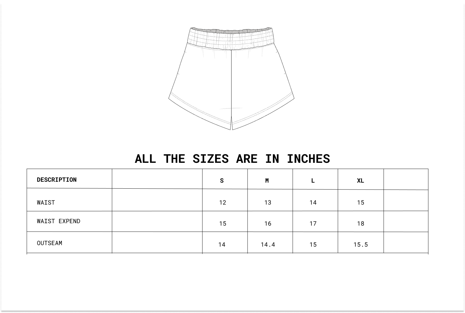 Size chart