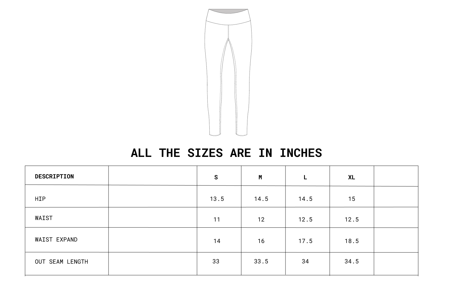 Size chart