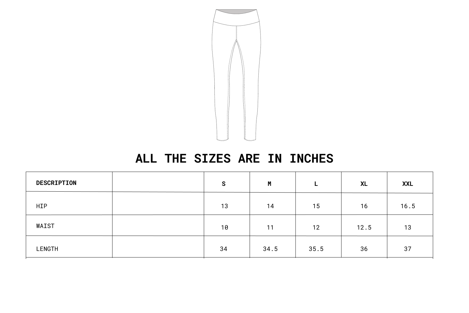 Size chart