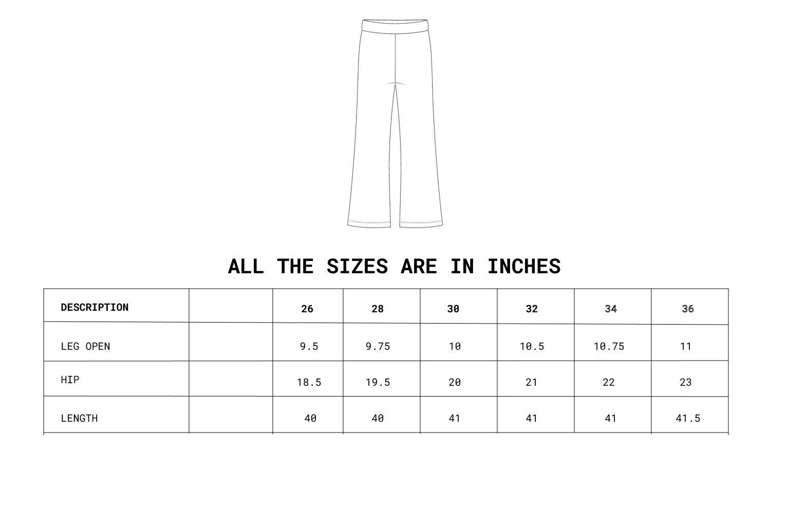 Size chart