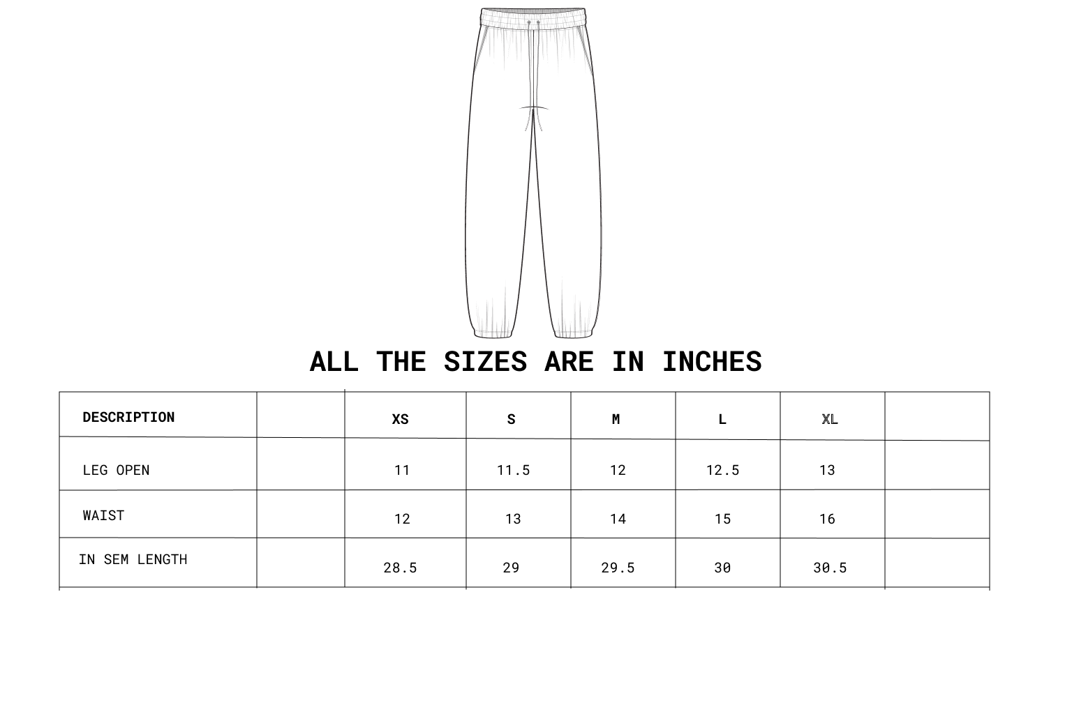 Size chart