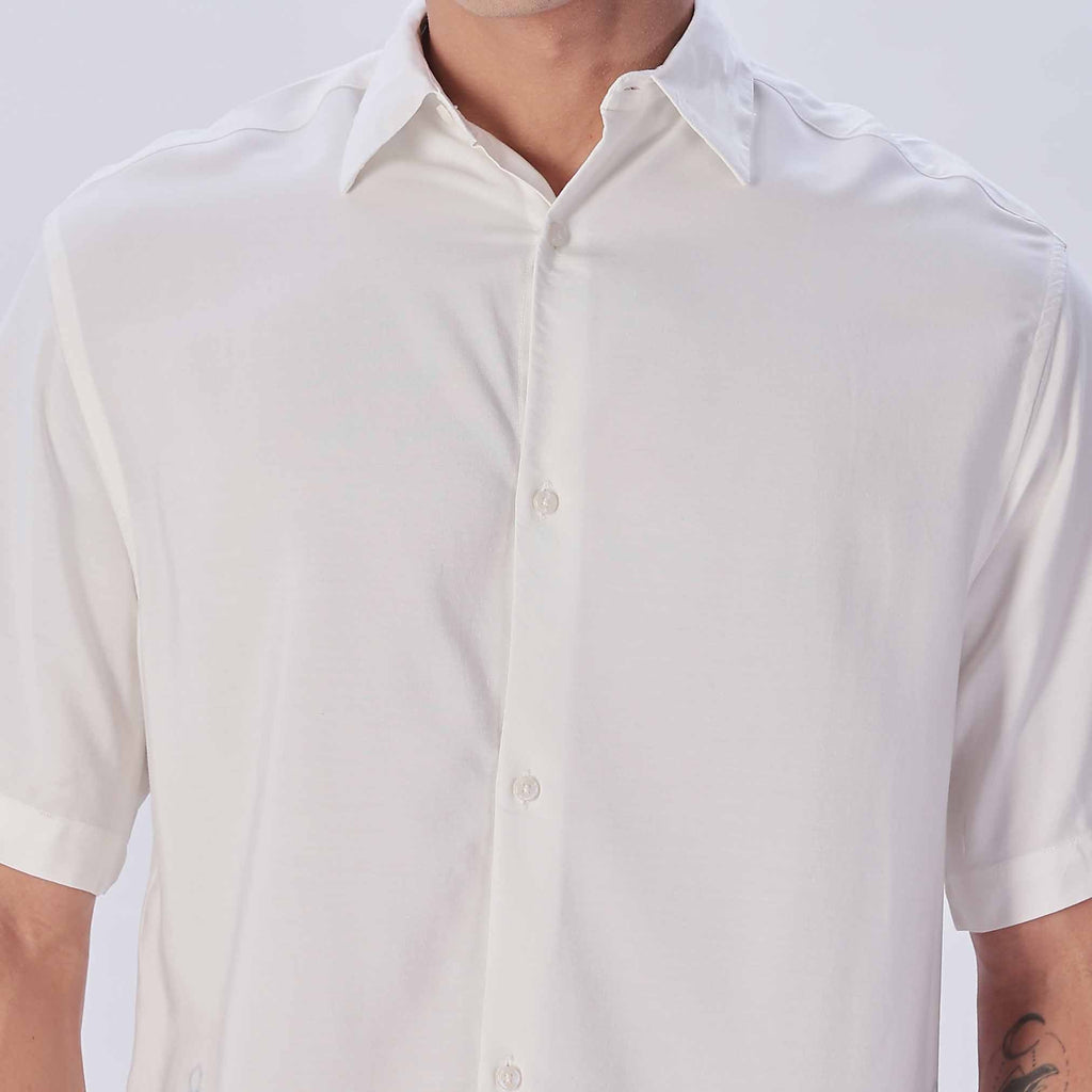 Mens Washed Casual White, Light Blue Shirt