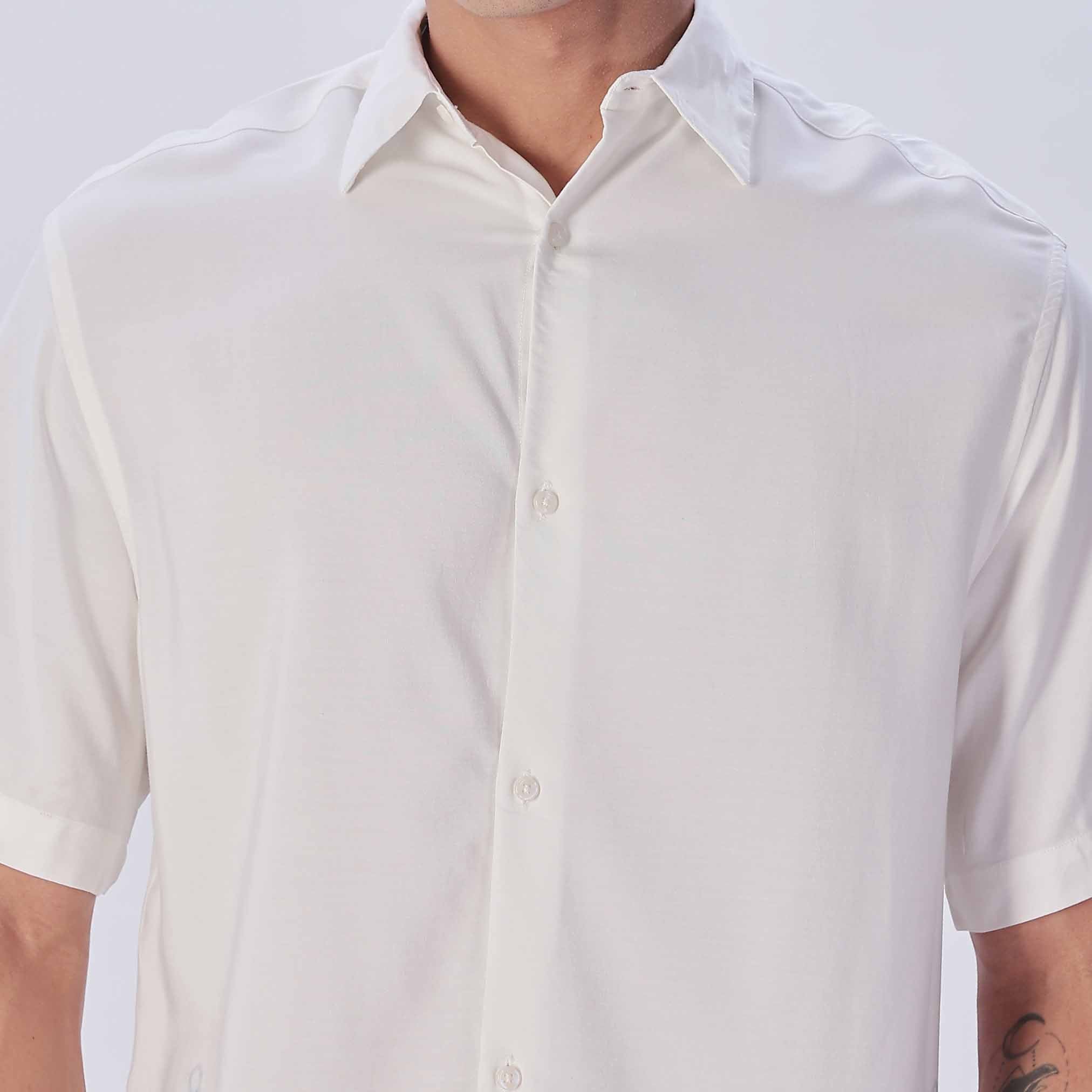 Mens Washed Casual White, Light Blue Shirt