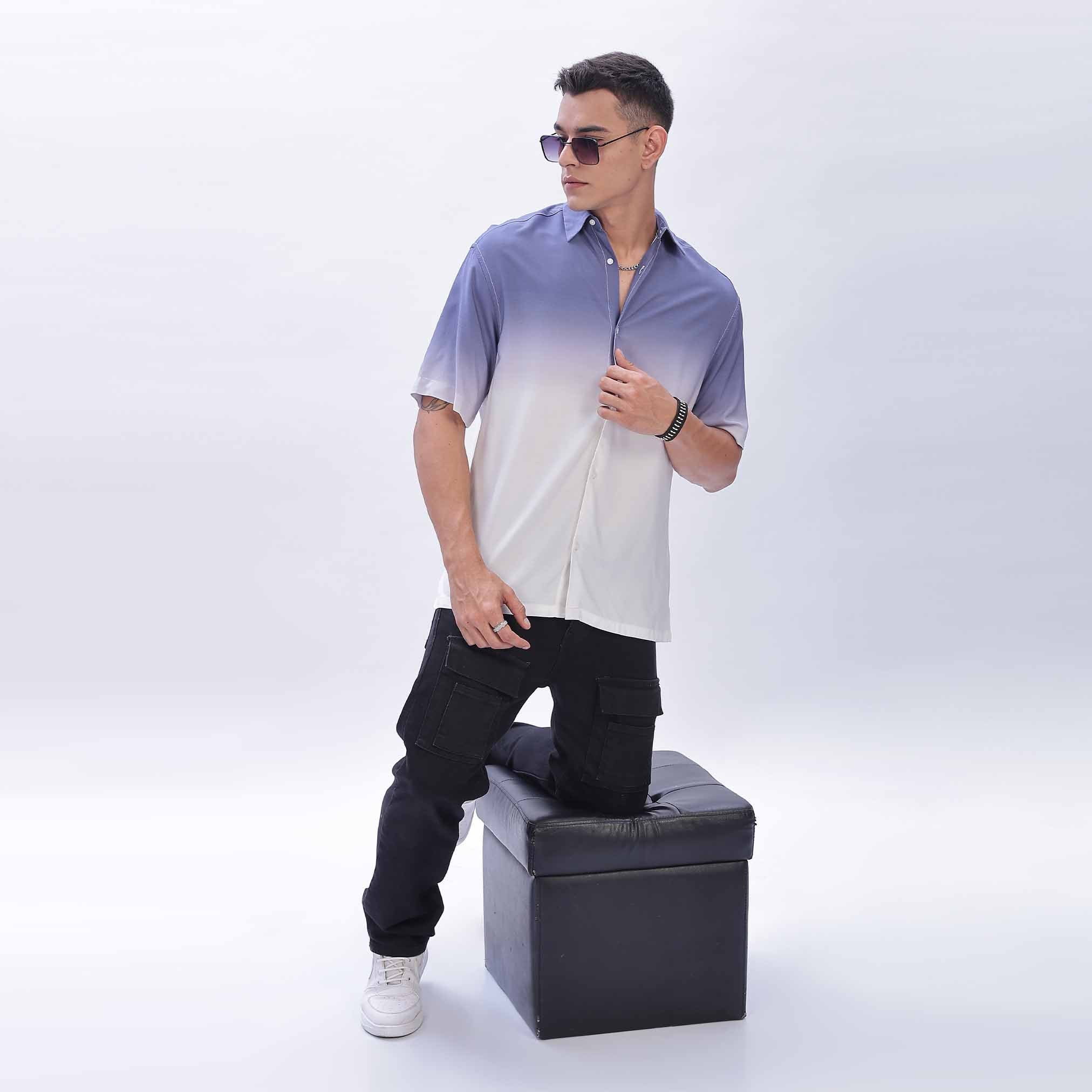 Navy blue Print  Shirts for Men