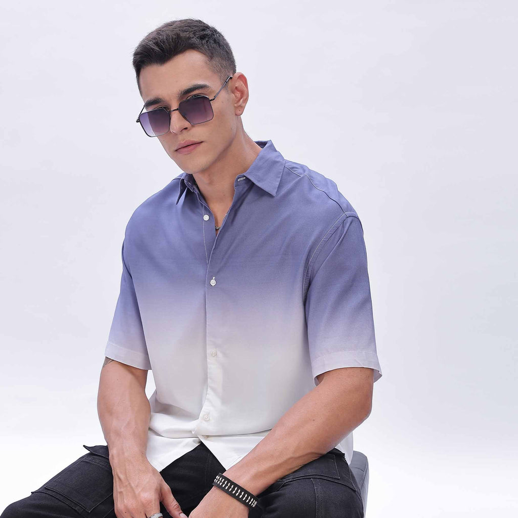 Navy blue Print  Shirts for Men