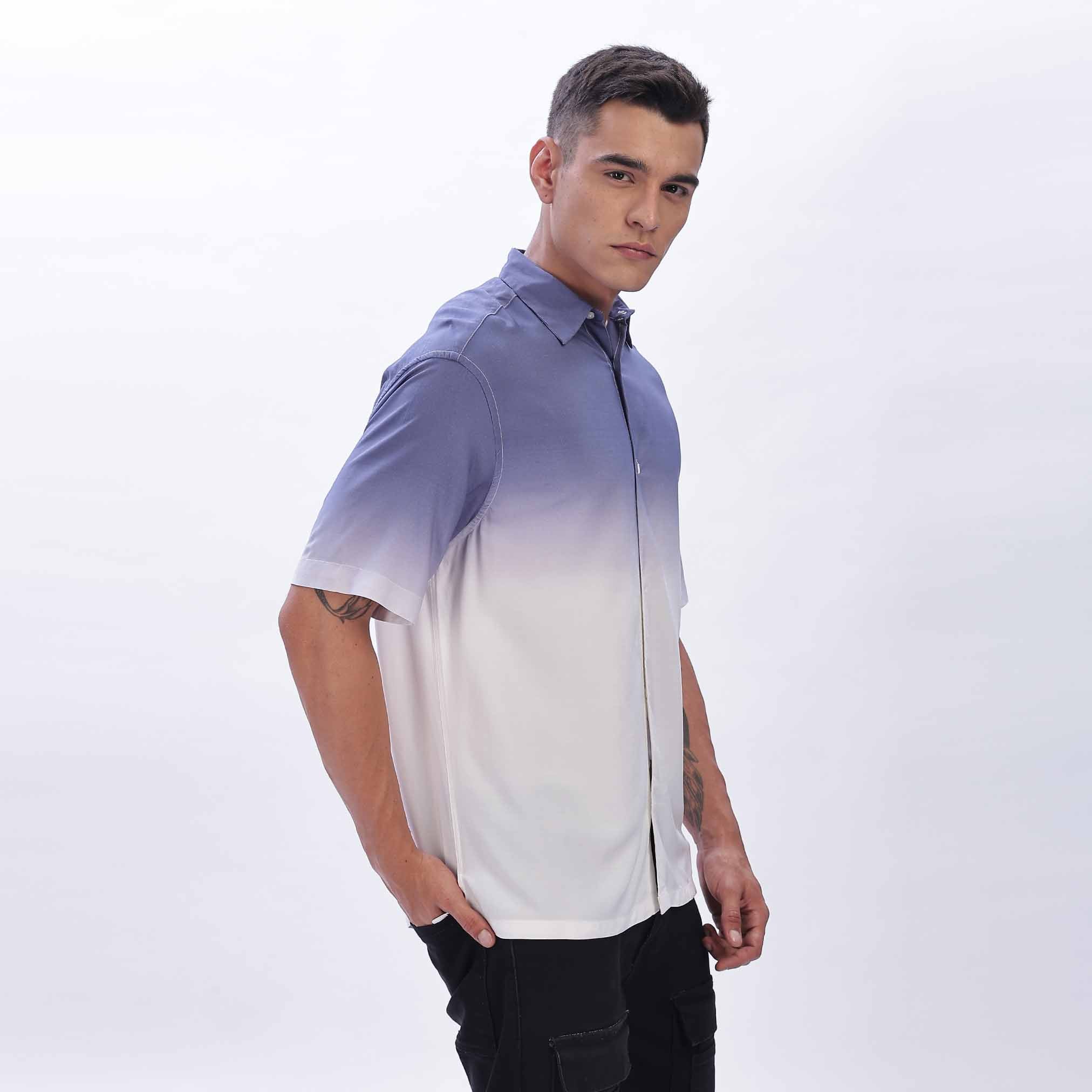 Navy blue Print  Shirts for Men