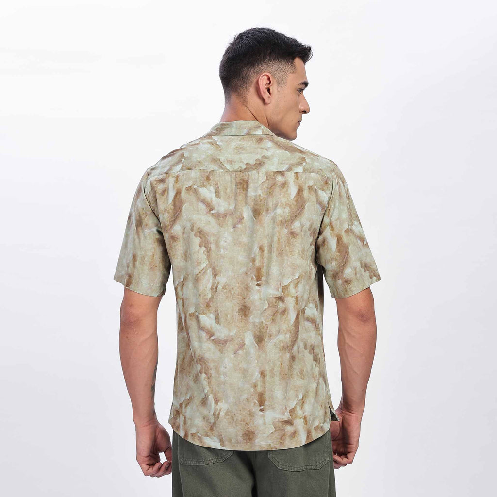 Taupe Floral Print Feather Shirt