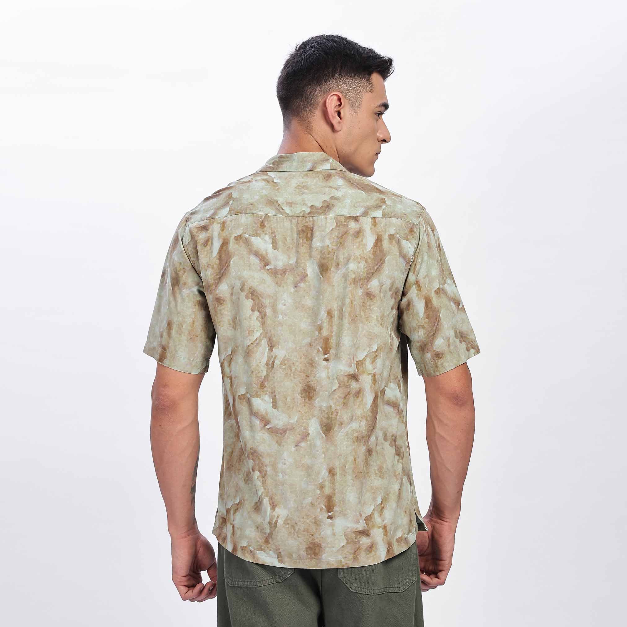 Taupe Floral Print Feather Shirt