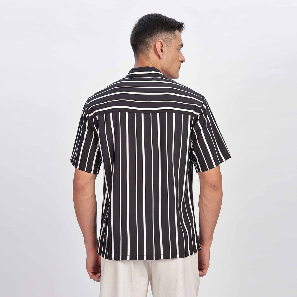 White Striped Short Sleeve Shirt for men