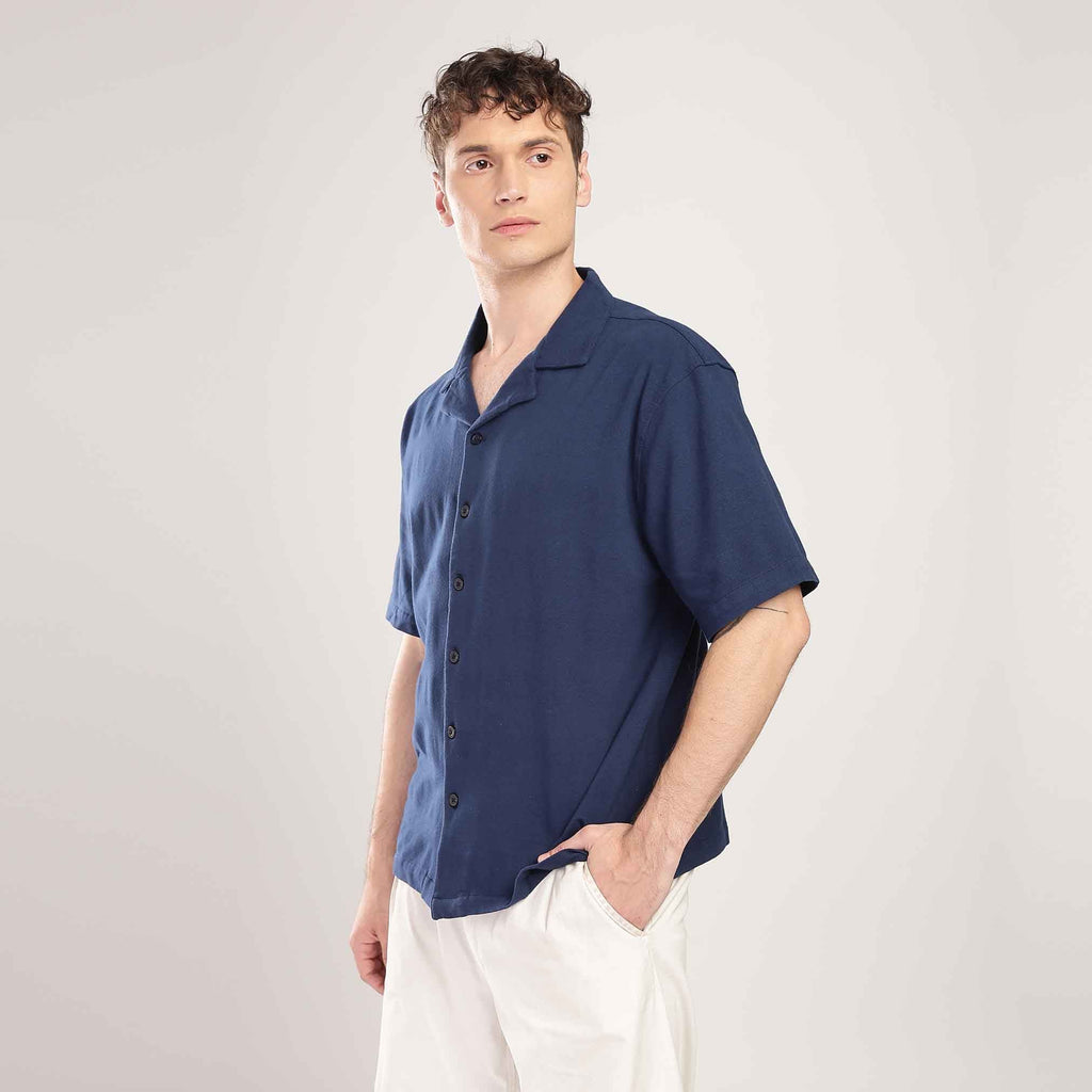 Solid Oversized Cuban Shirt