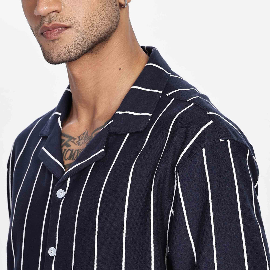 Cuban Collar Long sleeve  Oversize Shirt