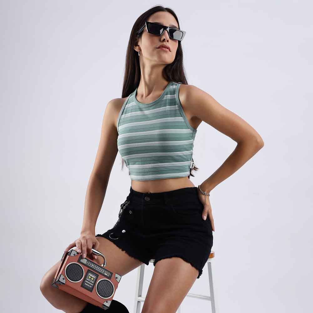 Striped crop tank