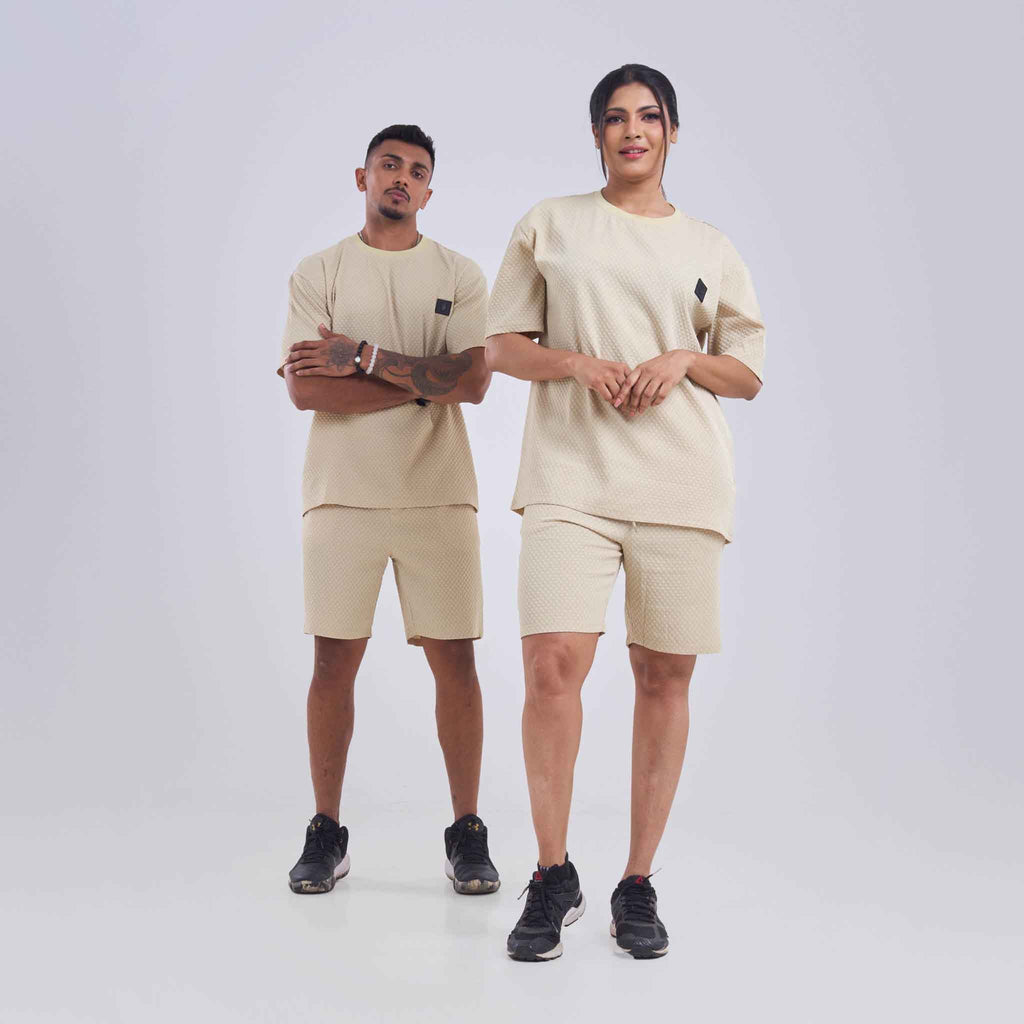 Co-ord set - Drawstring Shorts Diamond cut design