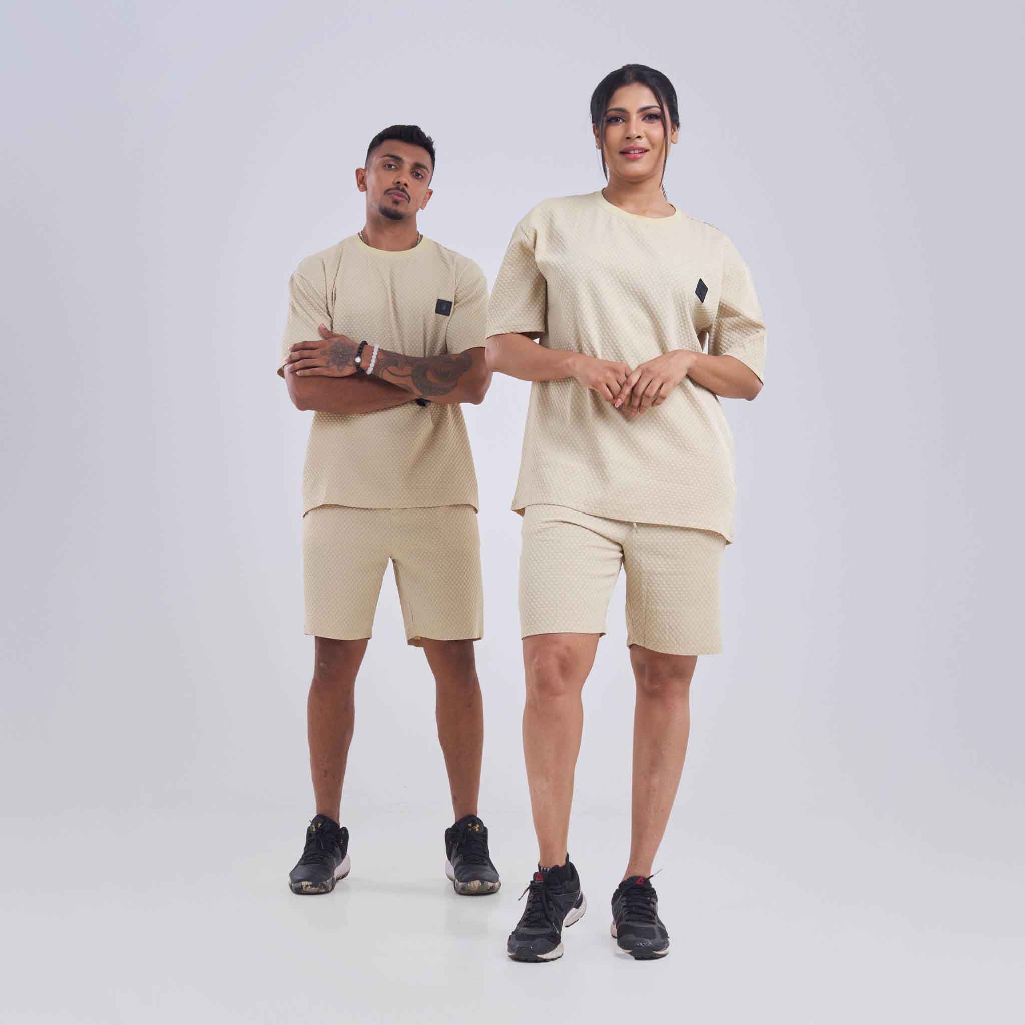 Co-ord set - Drawstring Shorts Diamond cut design