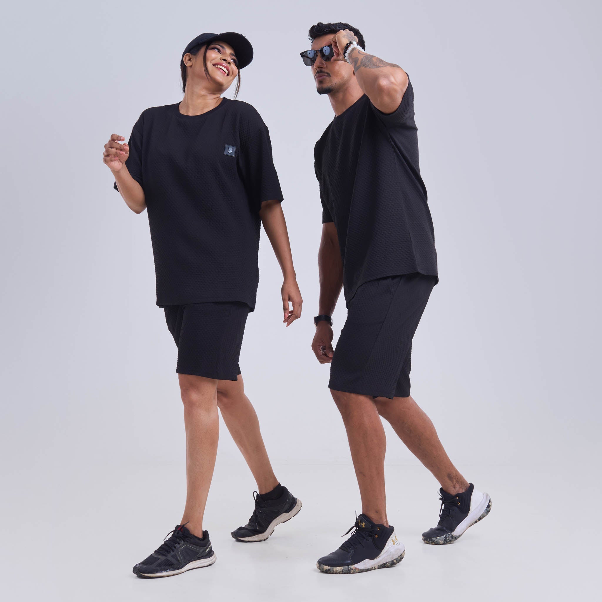 Co-ord set - Drawstring Shorts Diamond cut design