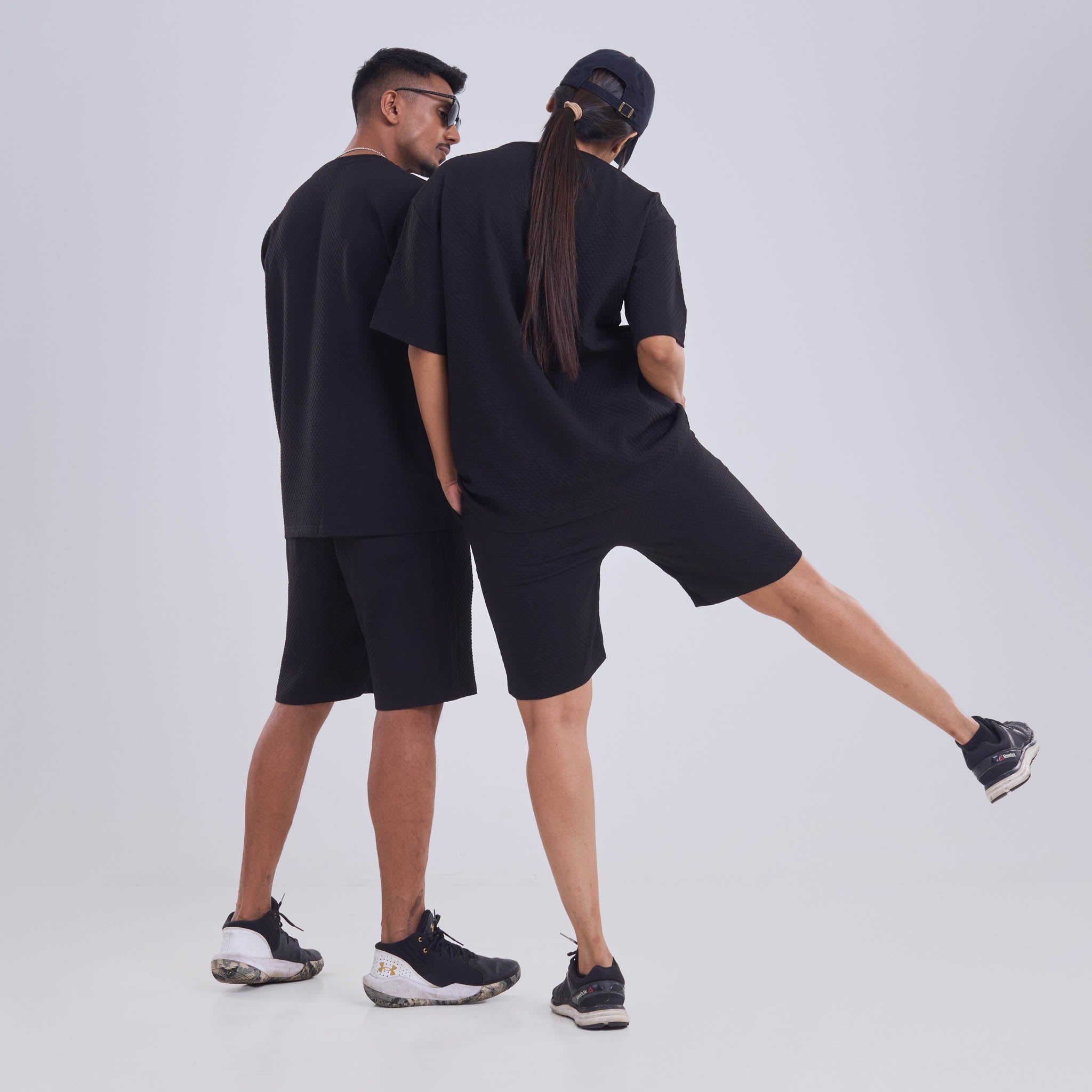 Co-ord set - Drawstring Shorts Diamond cut design