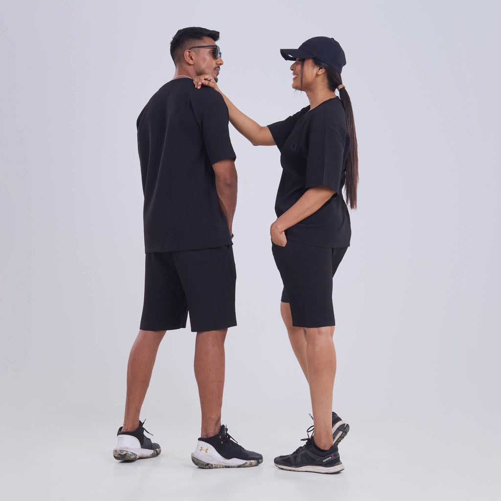 Co-ord set - Drawstring Shorts Diamond cut design