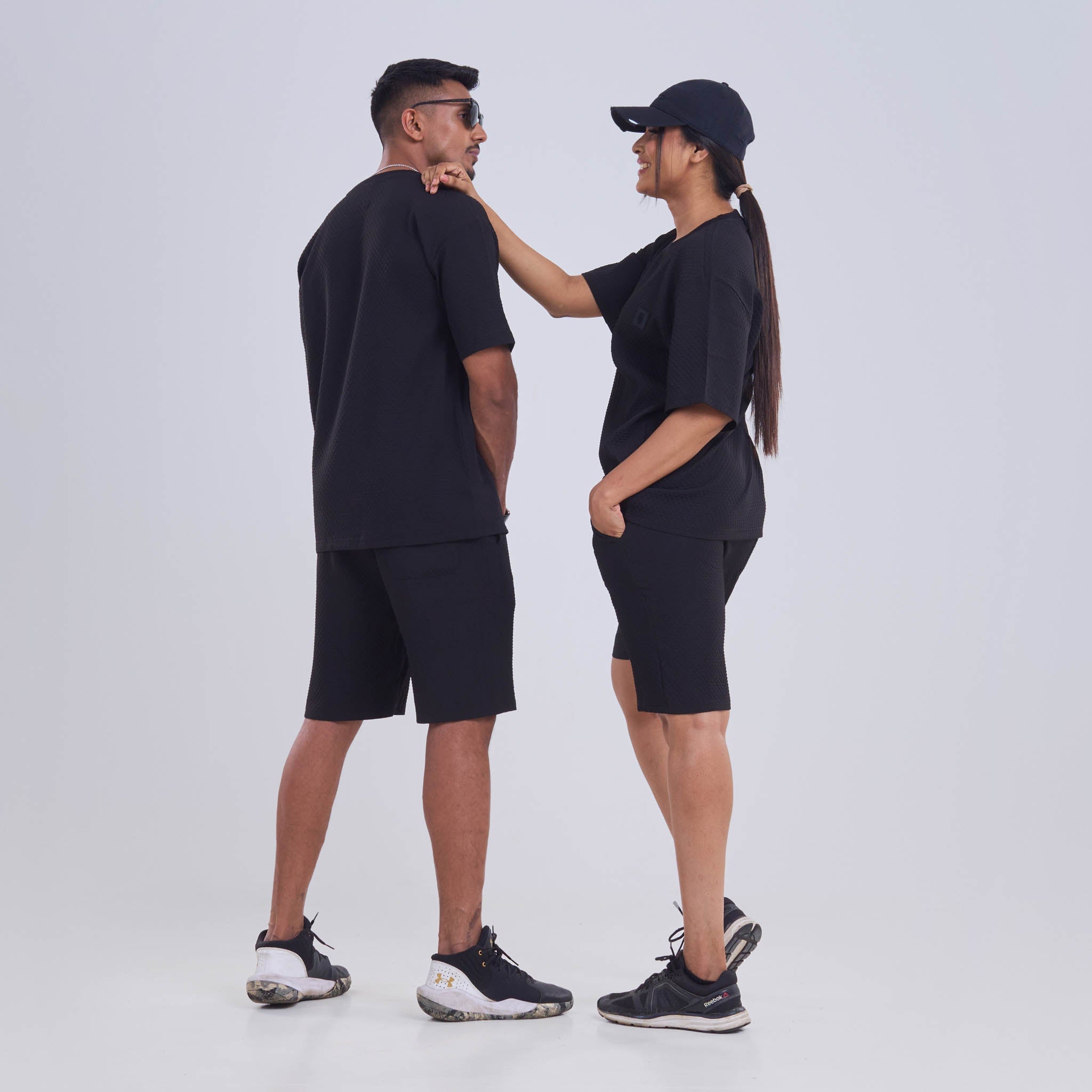 Co-ord set - Drawstring Shorts Diamond cut design