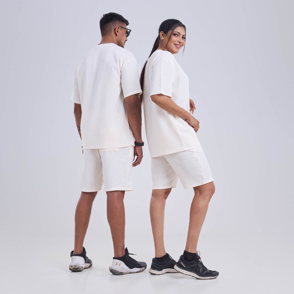 Co-ord set - Drawstring Shorts Diamond cut design