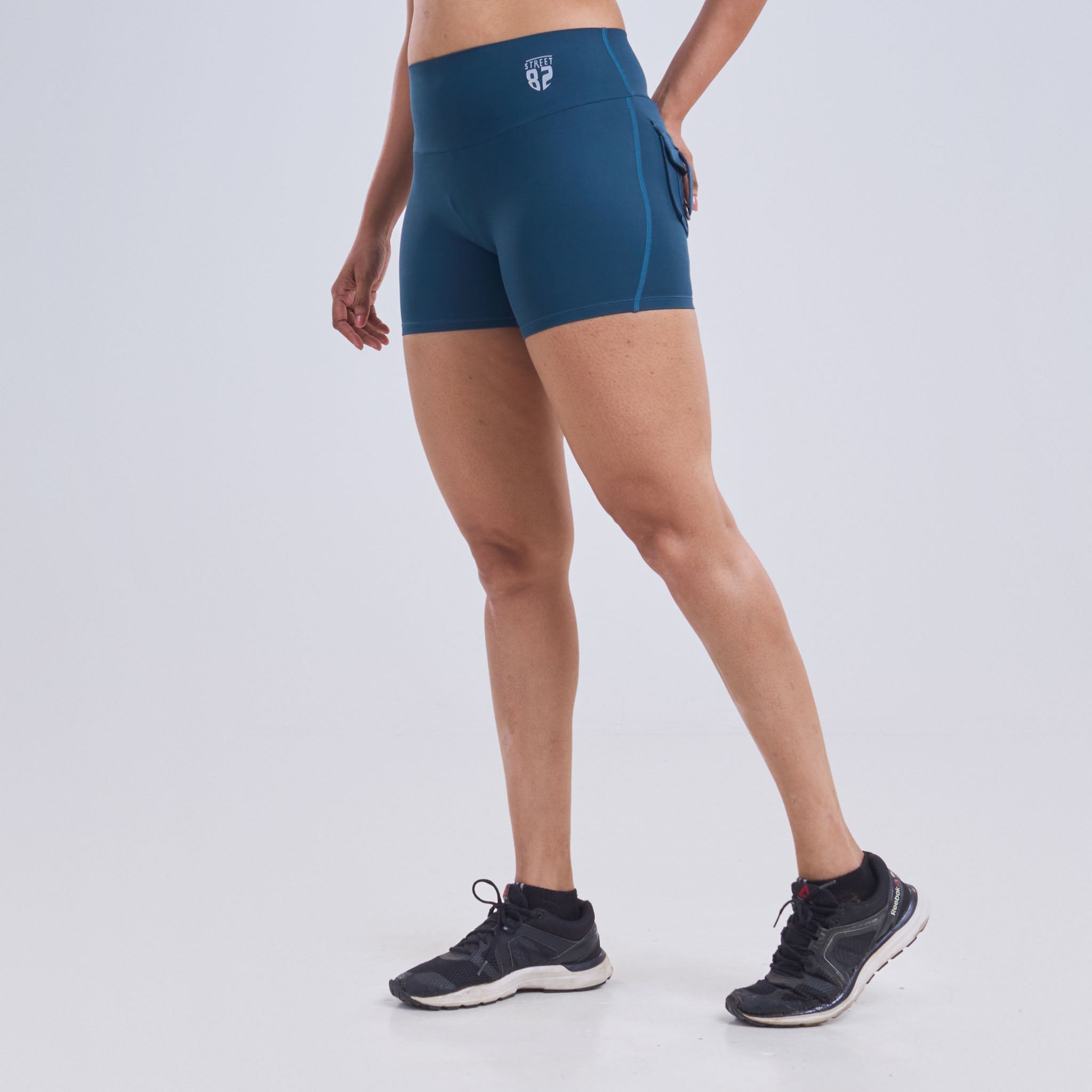Ladies High Waist Scrunch Butt Pocket Shorts
